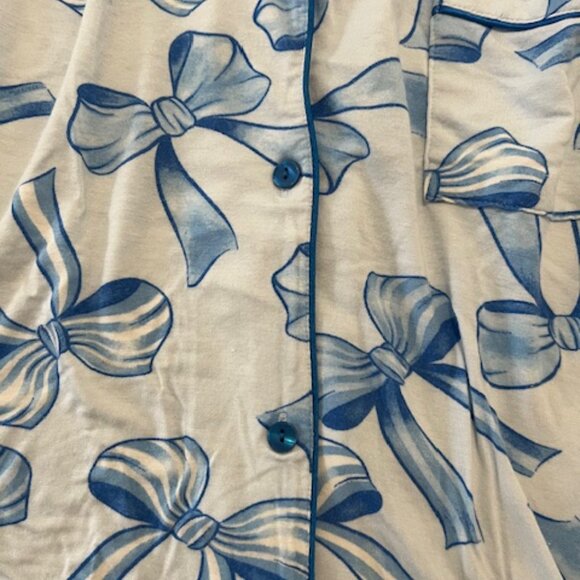 In My Sundays Blue Bow Long Pajama Set - L - Picture 6 of 6